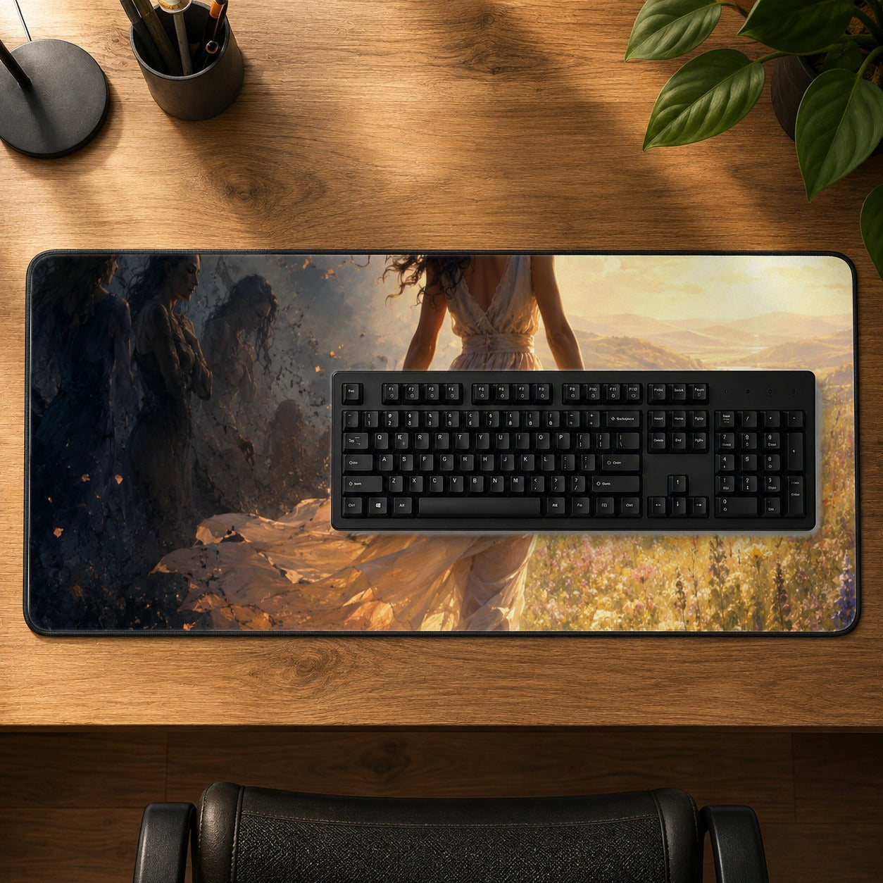 #pl[31.5x11.8 Inch (80x30cm)|Multicolor] Into the Light Desk Mat 31.5x11.8 Inch, Hopeful Journey Art
