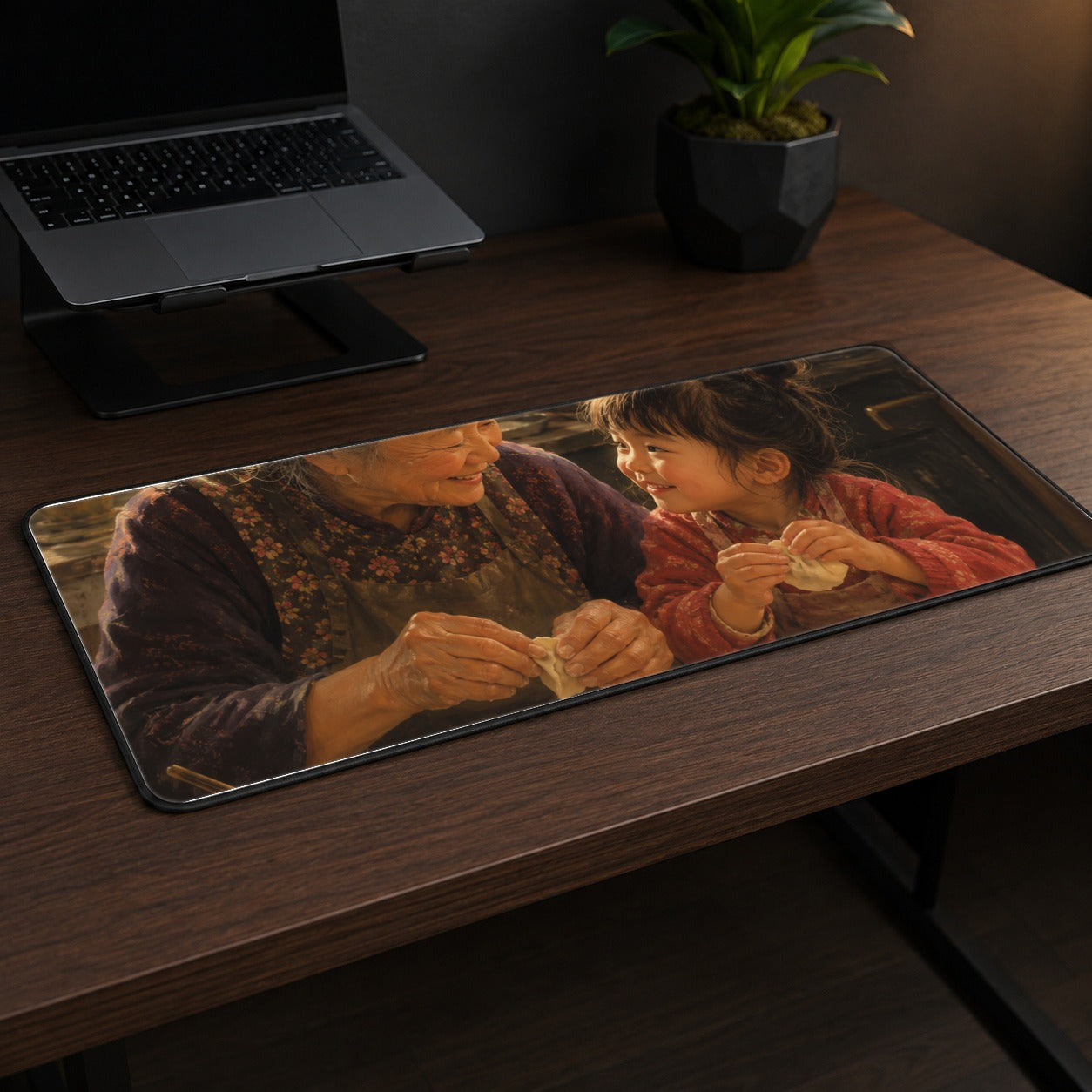 #pl[31.5x11.8 Inch (80x30cm)|Multicolor] Family Dumpling Making Desk Mat 31.5x11.8 Inch, Kitchen Art