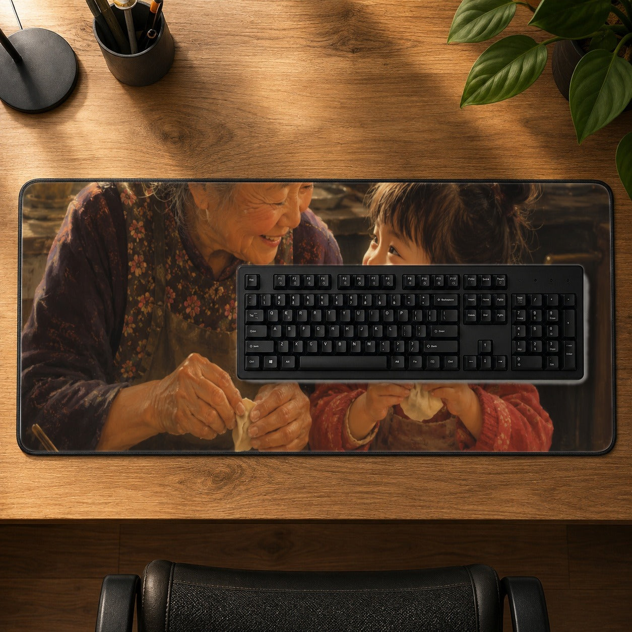 #pl[31.5x11.8 Inch (80x30cm)|Multicolor] Family Dumpling Making Desk Mat 31.5x11.8 Inch, Kitchen Art