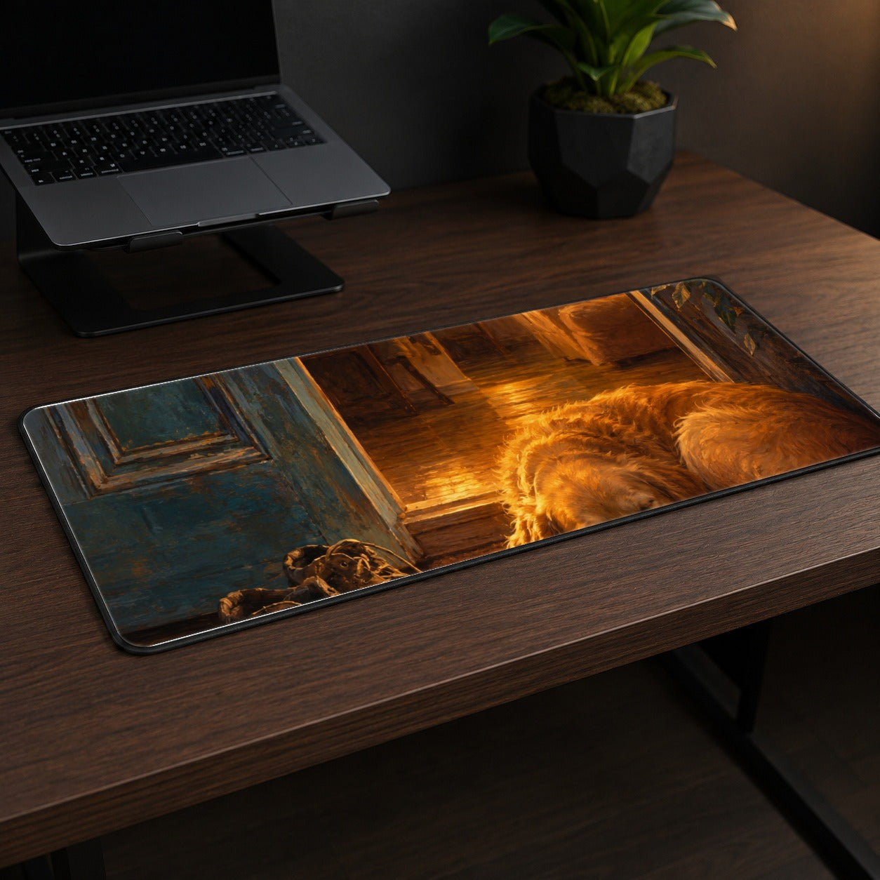 #pl[31.5x11.8 Inch (80x30cm)|Multicolor] Sleeping Dog Homecoming Desk Mat 31.5x11.8 Inch, Cozy Entryway Art