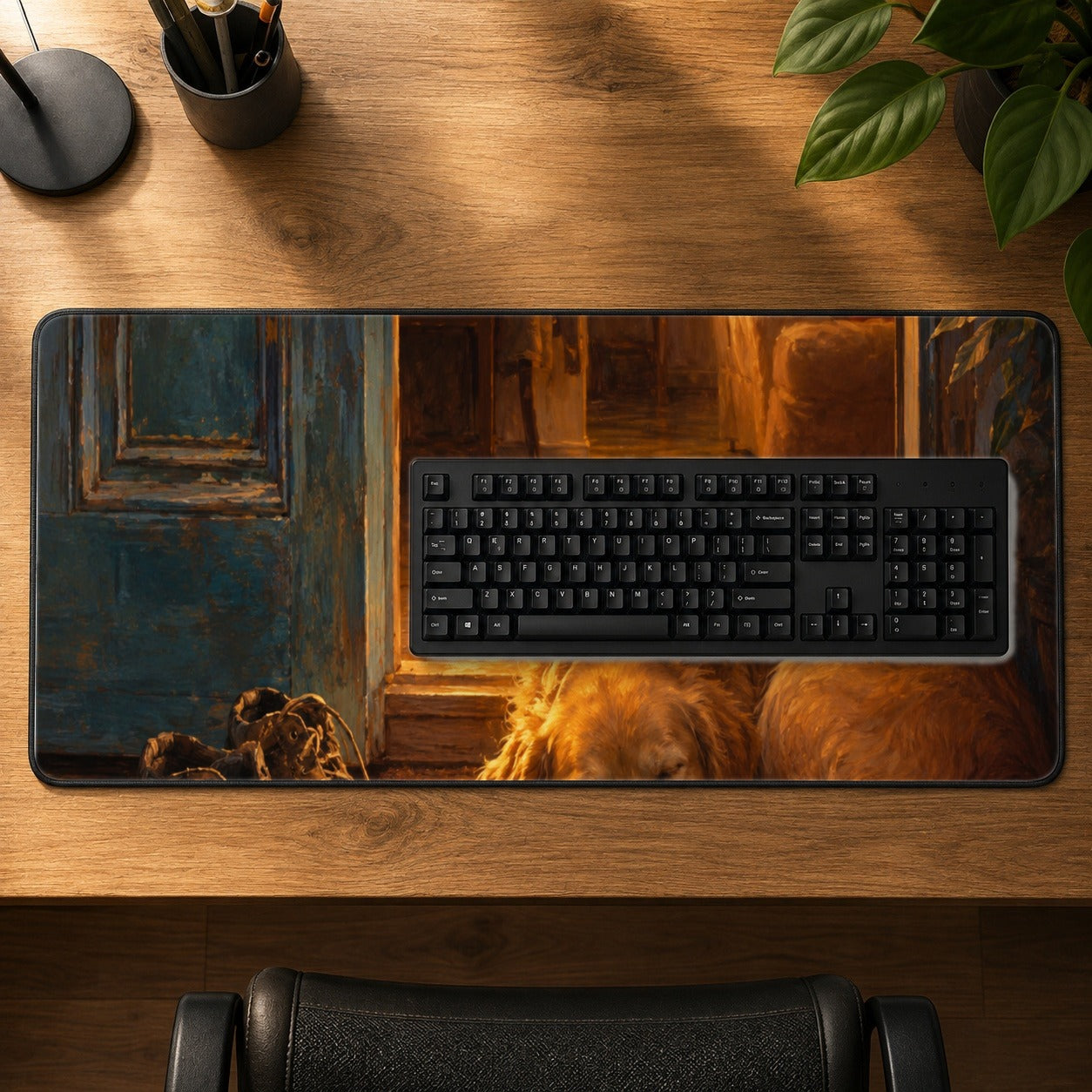 #pl[31.5x11.8 Inch (80x30cm)|Multicolor] Sleeping Dog Homecoming Desk Mat 31.5x11.8 Inch, Cozy Entryway Art