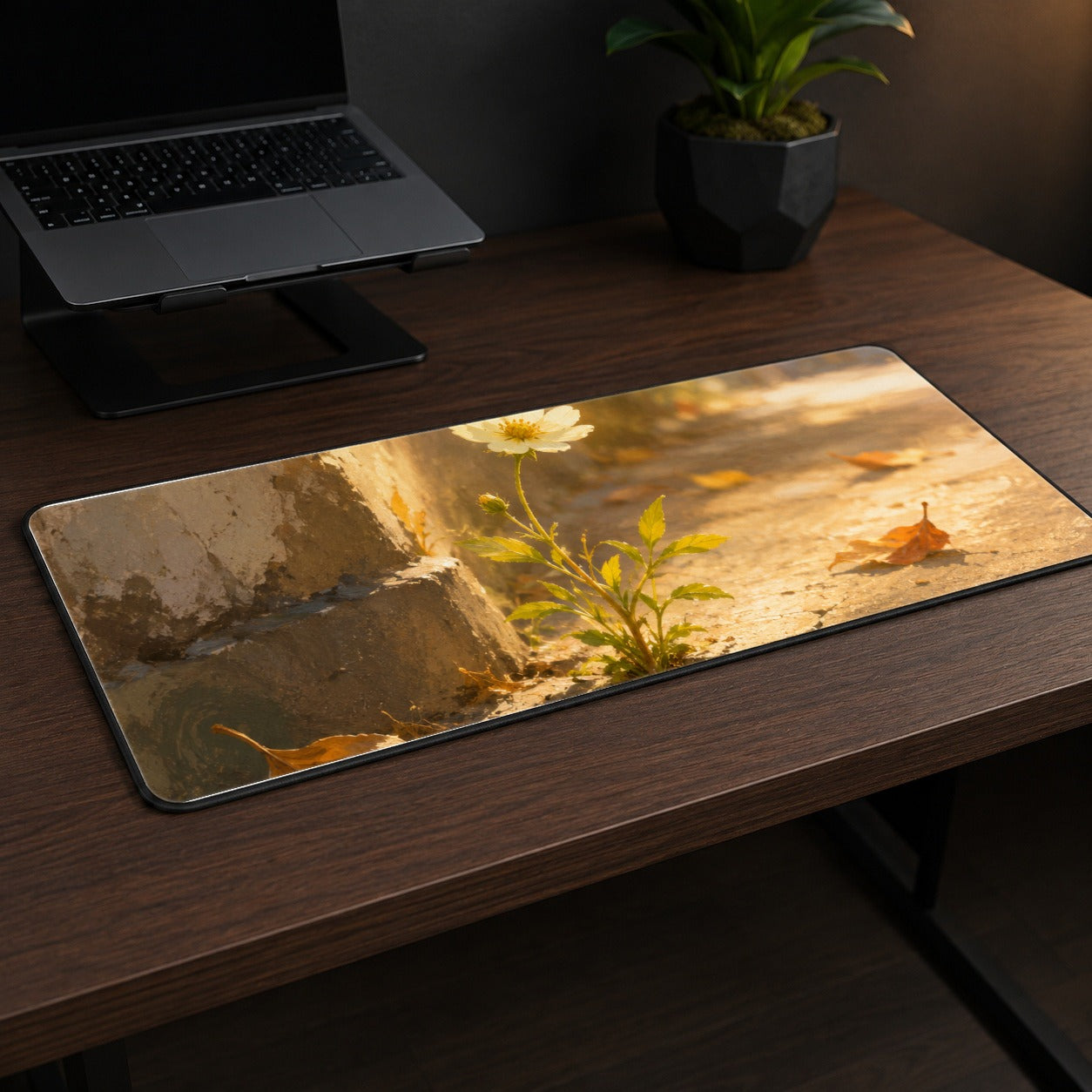 #pl[31.5x11.8 Inch (80x30cm)|Multicolor] Resilient White Flower Desk Mat 31.5x11.8 Inch, Hopeful Nature Art