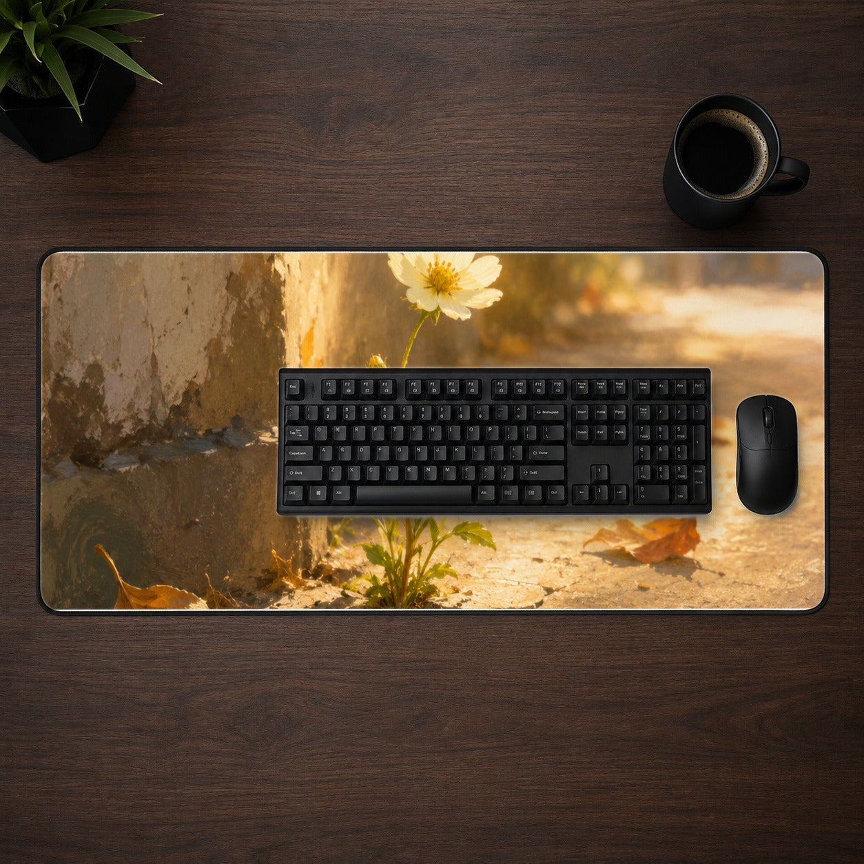 #pl[31.5x11.8 Inch (80x30cm)|Multicolor] Resilient White Flower Desk Mat 31.5x11.8 Inch, Hopeful Nature Art