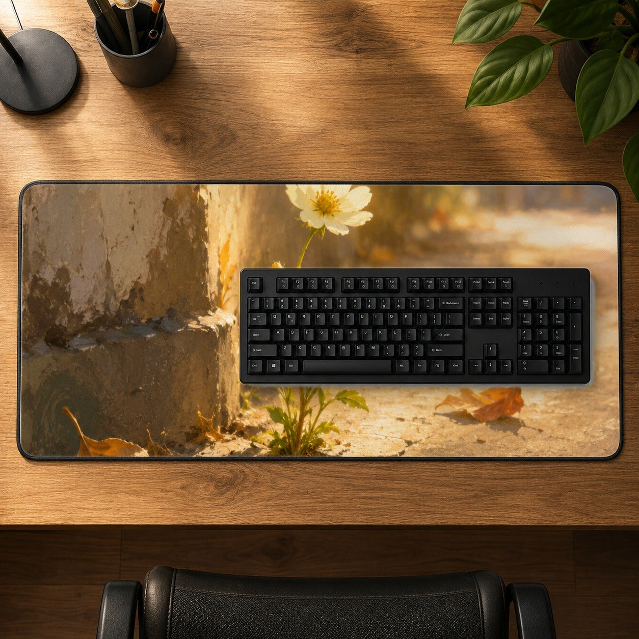 #pl[31.5x11.8 Inch (80x30cm)|Multicolor] Resilient White Flower Desk Mat 31.5x11.8 Inch, Hopeful Nature Art