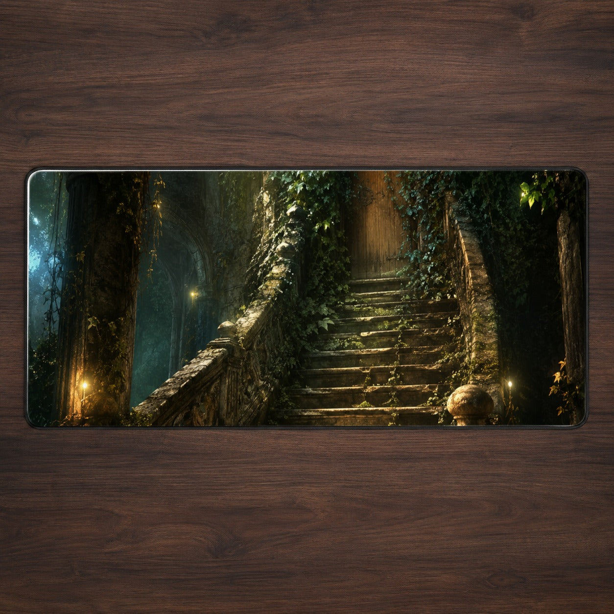 Ivy Hidden Staircase Desk Mat 31.5x11.8 Inch, Mystic Garden Door Art