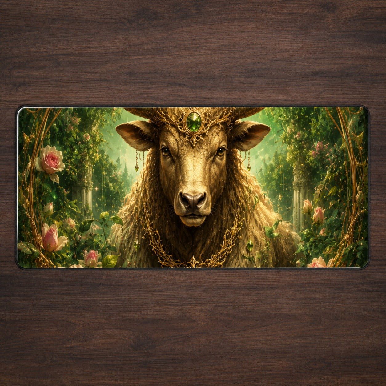 Taurus Bull Desk Mat 31.5x11.8 Inch, Earth Zodiac Celestial Art