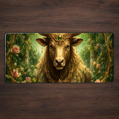 Taurus Bull Desk Mat 31.5x11.8 Inch, Earth Zodiac Celestial Art