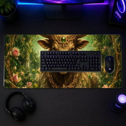 #pl[31.5x11.8 Inch (80x30cm)|Multicolor] Taurus Bull Desk Mat 31.5x11.8 Inch, Earth Zodiac Celestial Art