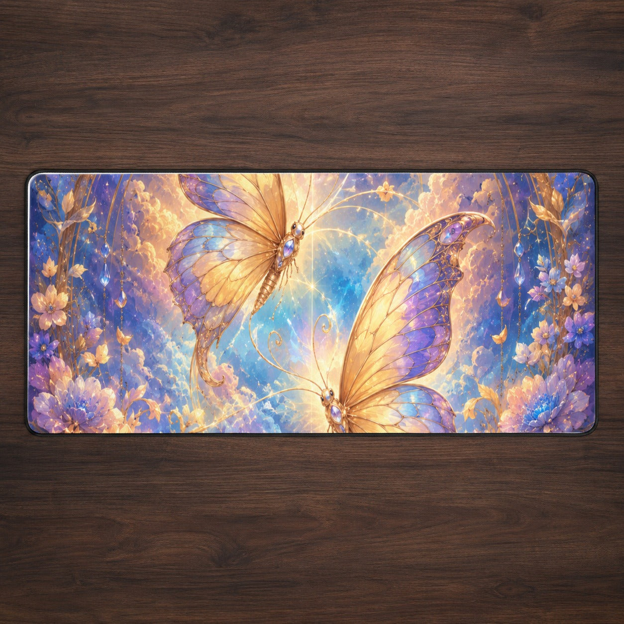 Celestial Butterflies Desk Mat 31.5x11.8 Inch, Dreamy Butterfly Art