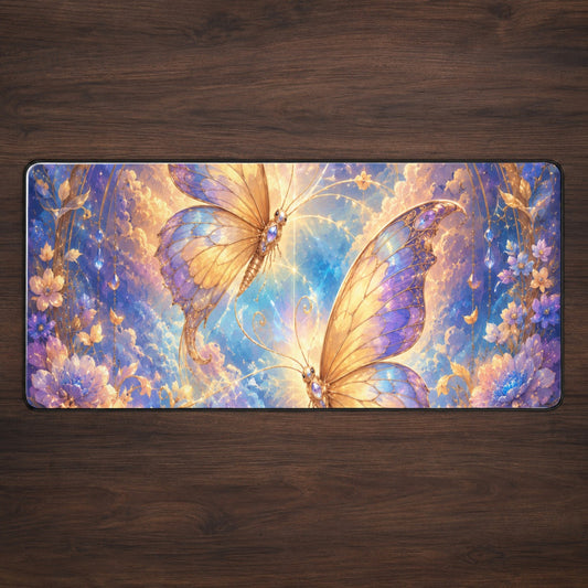 Celestial Butterflies Desk Mat 31.5x11.8 Inch, Dreamy Butterfly Art