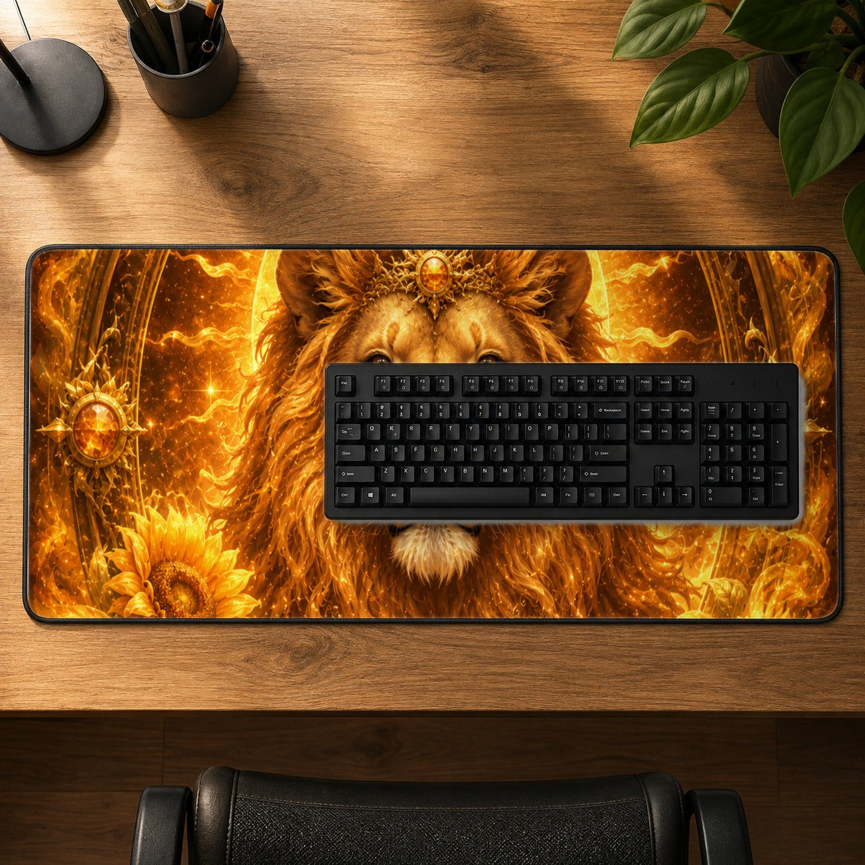 #pl[31.5x11.8 Inch (80x30cm)|Multicolor] Leo Lion Desk Mat 31.5x11.8 Inch, Solar Zodiac Celestial Art