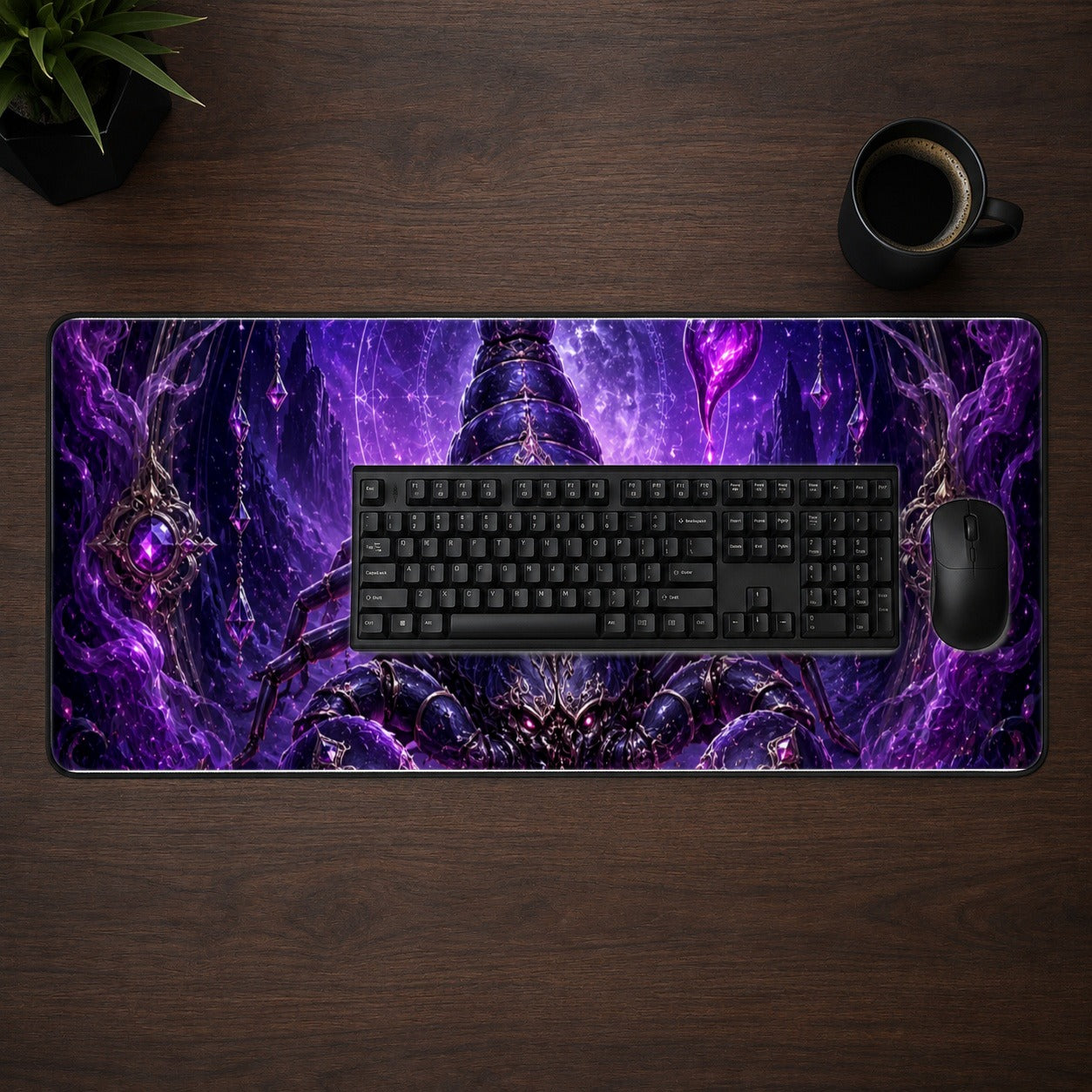 #pl[31.5x11.8 Inch (80x30cm)|Multicolor] Scorpio Zodiac Desk Mat 31.5x11.8 Inch, Purple Celestial Scorpion