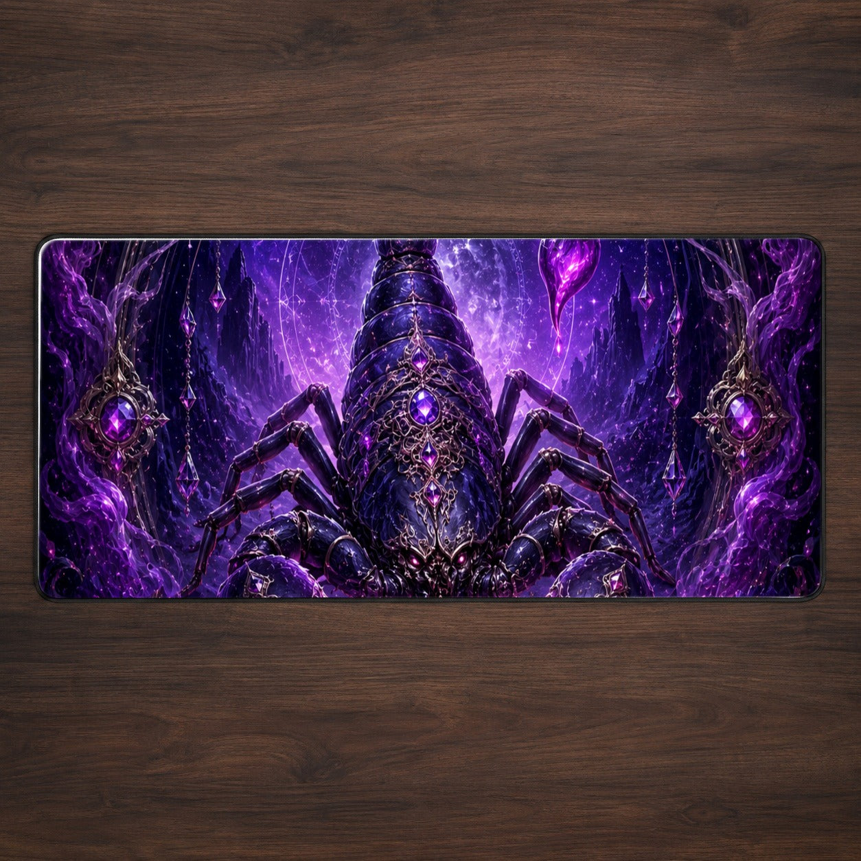Scorpio Zodiac Desk Mat 31.5x11.8 Inch, Purple Celestial Scorpion