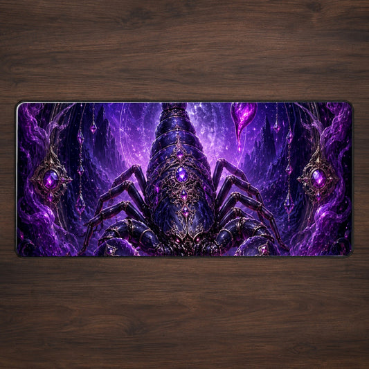 Scorpio Zodiac Desk Mat 31.5x11.8 Inch, Purple Celestial Scorpion