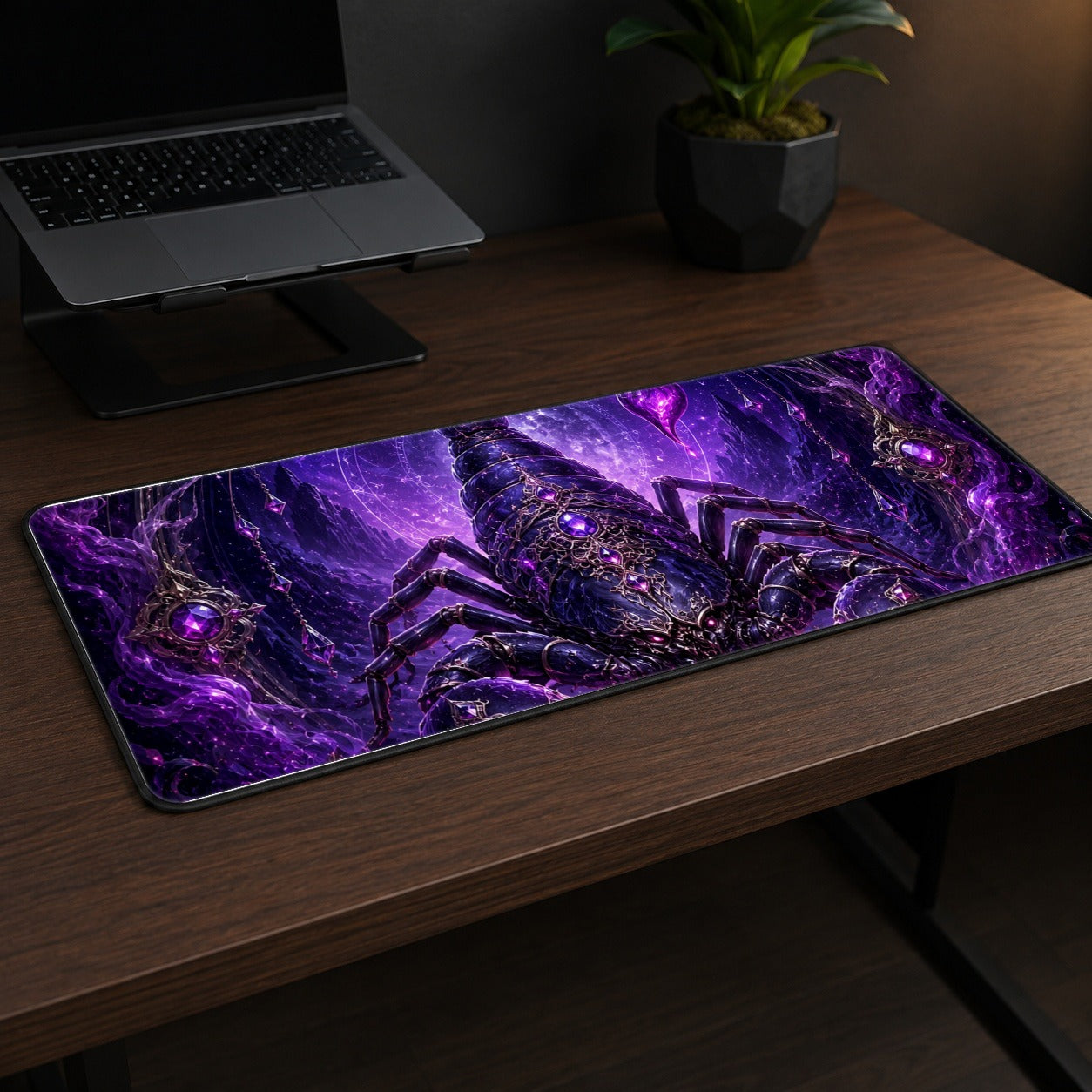 #pl[31.5x11.8 Inch (80x30cm)|Multicolor] Scorpio Zodiac Desk Mat 31.5x11.8 Inch, Purple Celestial Scorpion
