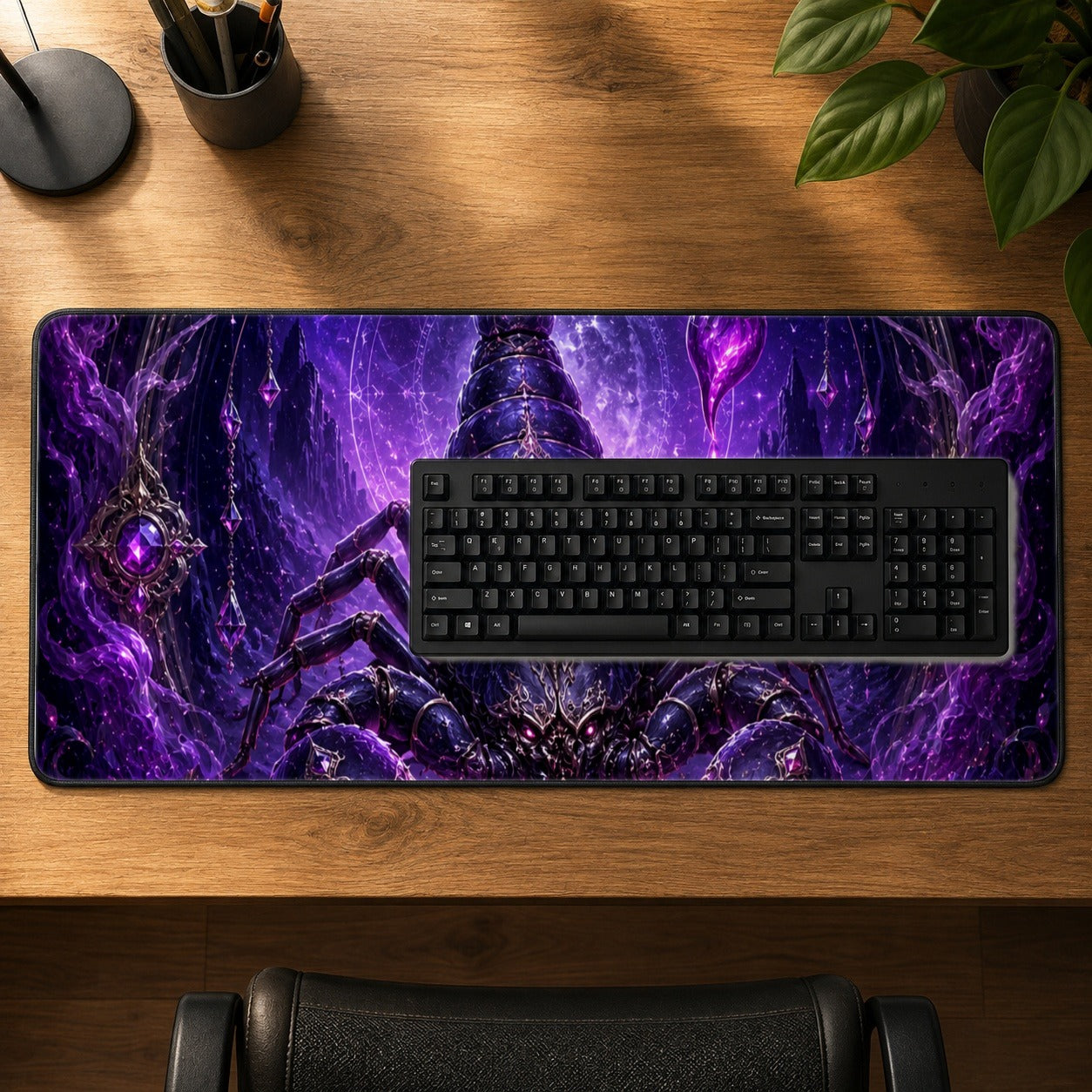 #pl[31.5x11.8 Inch (80x30cm)|Multicolor] Scorpio Zodiac Desk Mat 31.5x11.8 Inch, Purple Celestial Scorpion