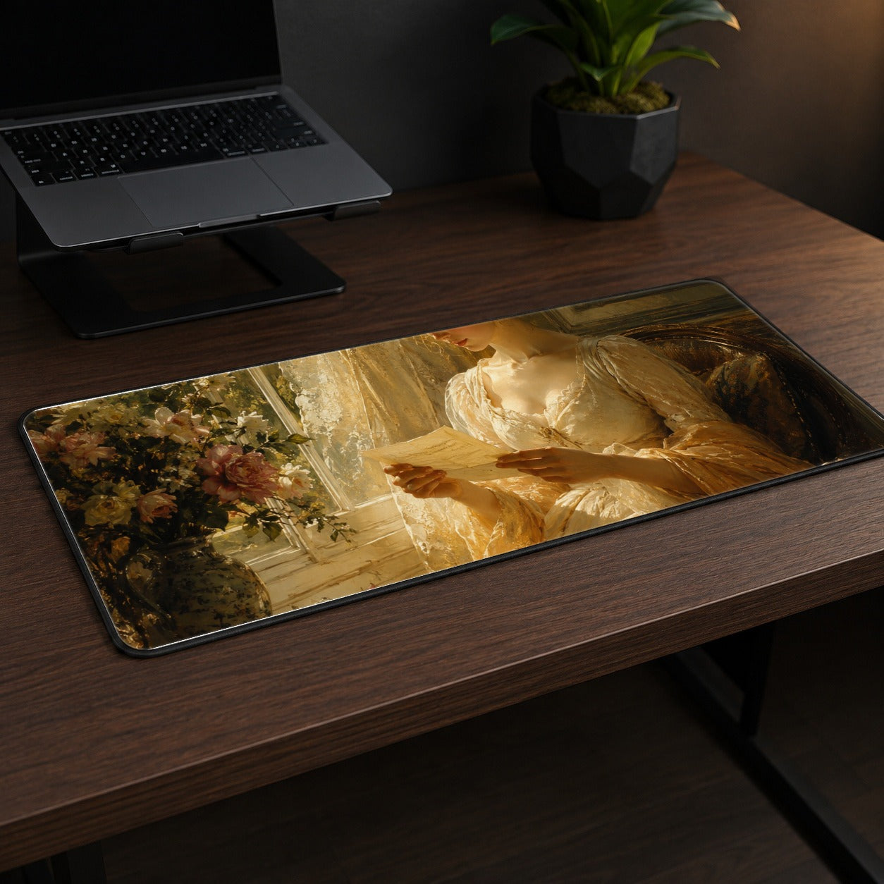 #pl[31.5x11.8 Inch (80x30cm)|Multicolor] Romantic Reader Desk Mat 31.5x11.8 Inch, Vintage Letter Scene