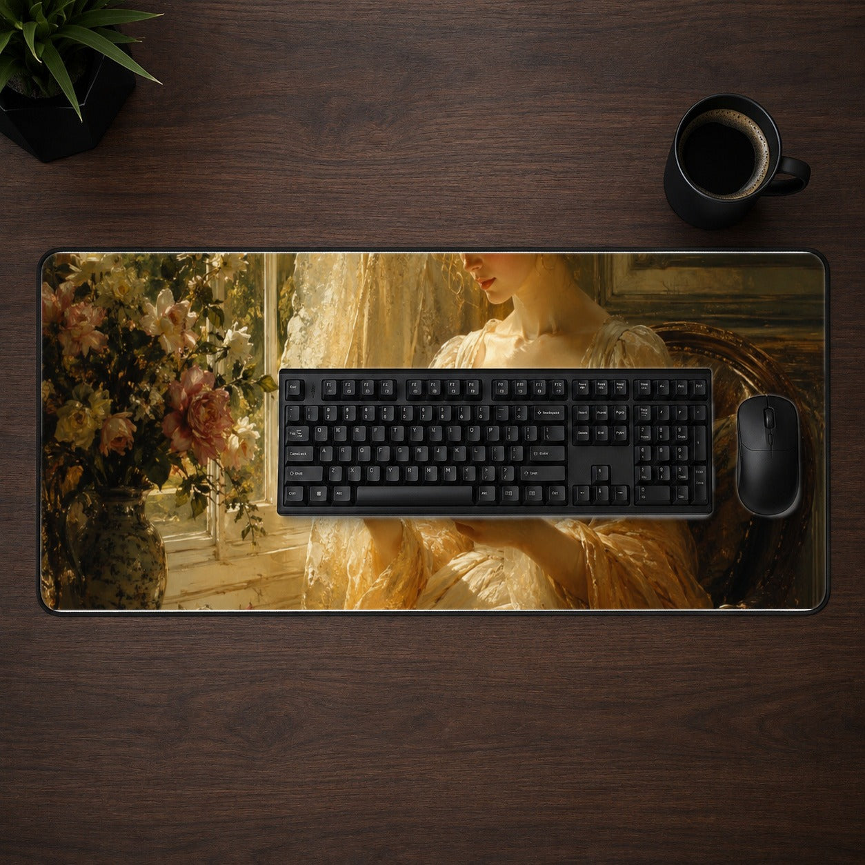 #pl[31.5x11.8 Inch (80x30cm)|Multicolor] Romantic Reader Desk Mat 31.5x11.8 Inch, Vintage Letter Scene