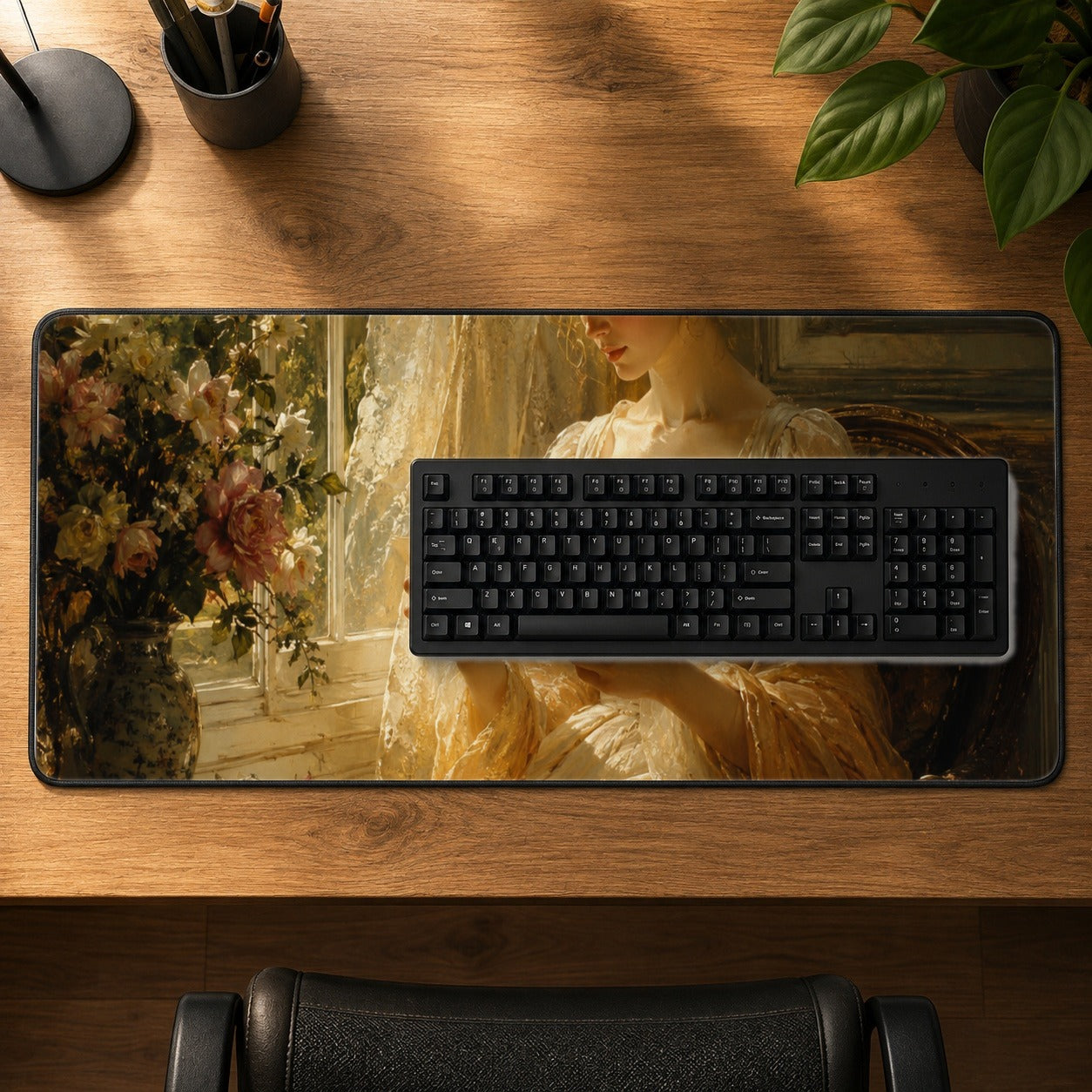 #pl[31.5x11.8 Inch (80x30cm)|Multicolor] Romantic Reader Desk Mat 31.5x11.8 Inch, Vintage Letter Scene