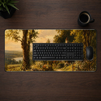#pl[31.5x11.8 Inch (80x30cm)|Multicolor] Cottage Countryside Desk Mat 31.5x11.8 Inch, Golden Rural Landscape