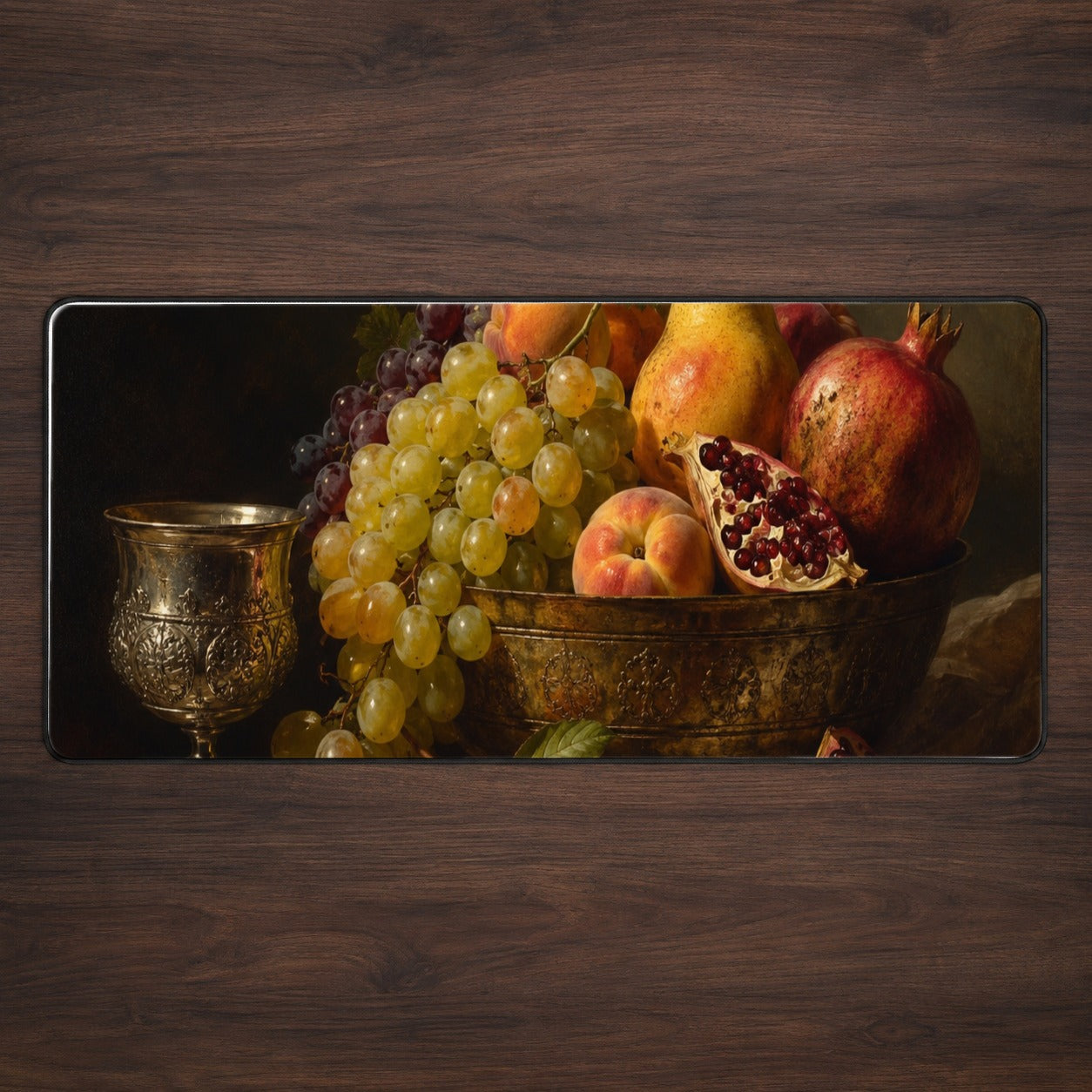 Fruit Still Life Desk Mat 31.5x11.8 Inch, Vintage Harvest Artwork
