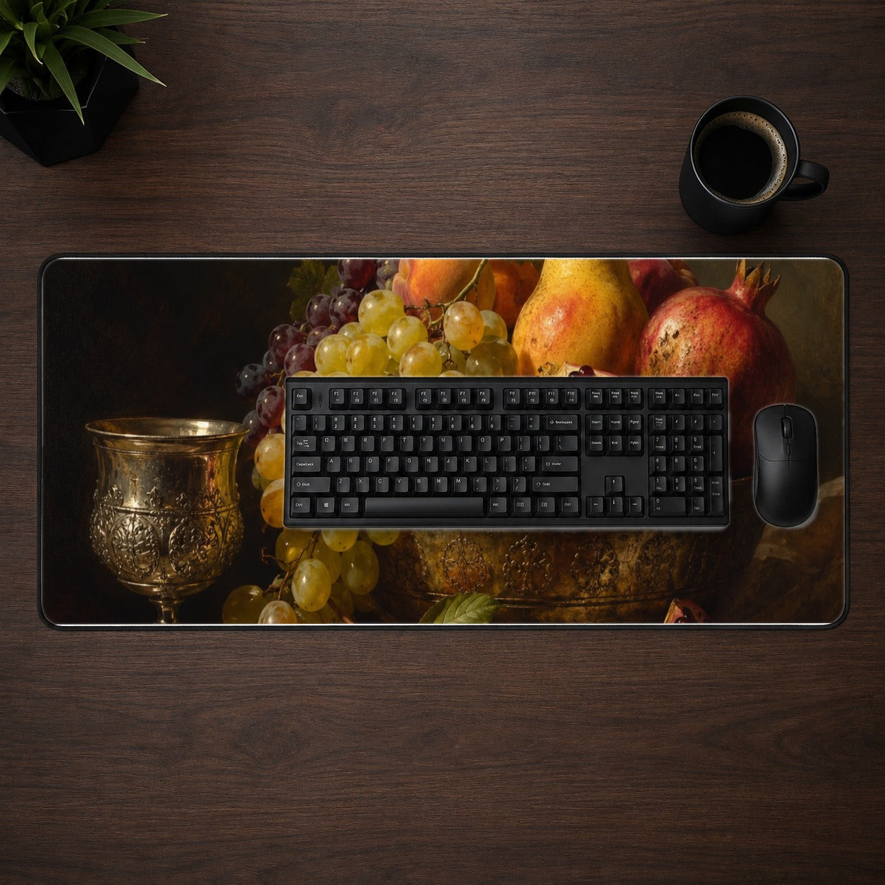 #pl[31.5x11.8 Inch (80x30cm)|Multicolor] Fruit Still Life Desk Mat 31.5x11.8 Inch, Vintage Harvest Artwork