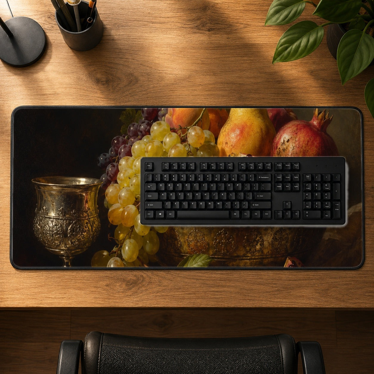 #pl[31.5x11.8 Inch (80x30cm)|Multicolor] Fruit Still Life Desk Mat 31.5x11.8 Inch, Vintage Harvest Artwork