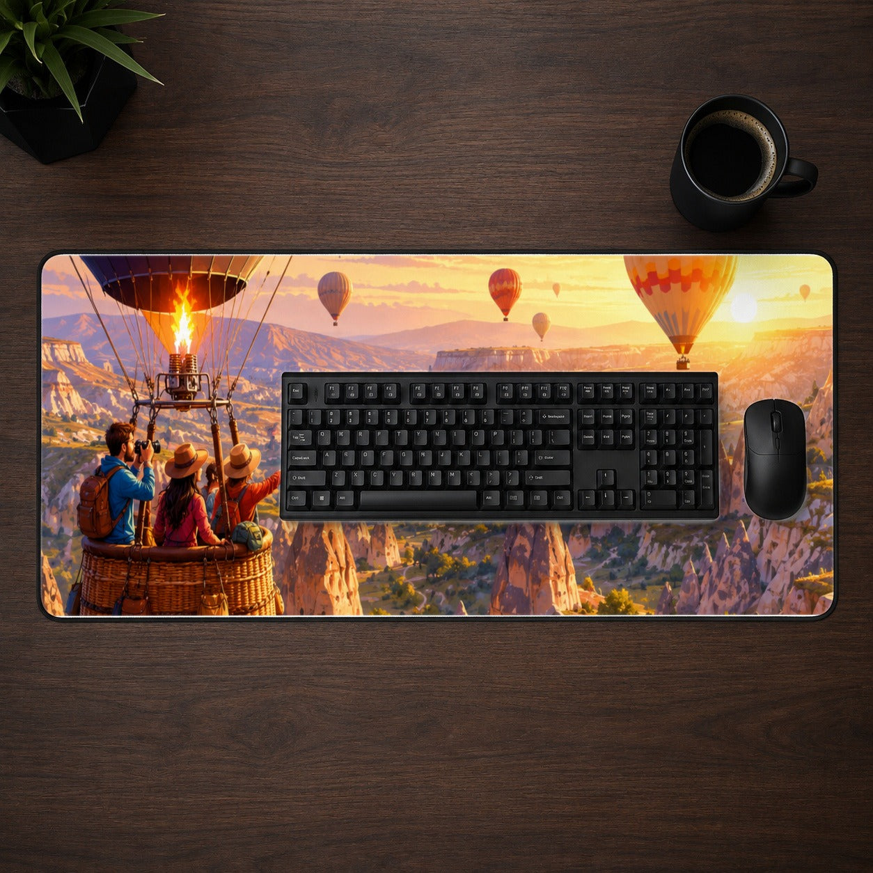 #pl[31.5x11.8 Inch (80x30cm)|Multicolor] Hot Air Balloon Desk Mat 31.5x11.8 Inch, Canyon Sunrise Adventure