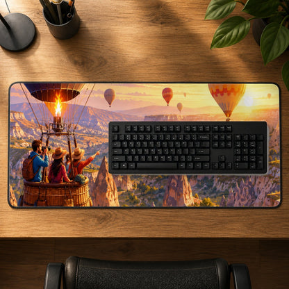 #pl[31.5x11.8 Inch (80x30cm)|Multicolor] Hot Air Balloon Desk Mat 31.5x11.8 Inch, Canyon Sunrise Adventure