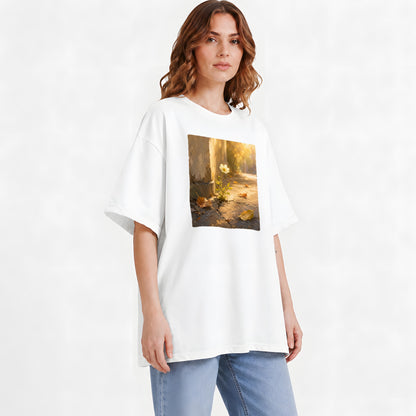 #pl[White] Resilient White Flower Graphic T-Shirt, Hopeful Nature Art