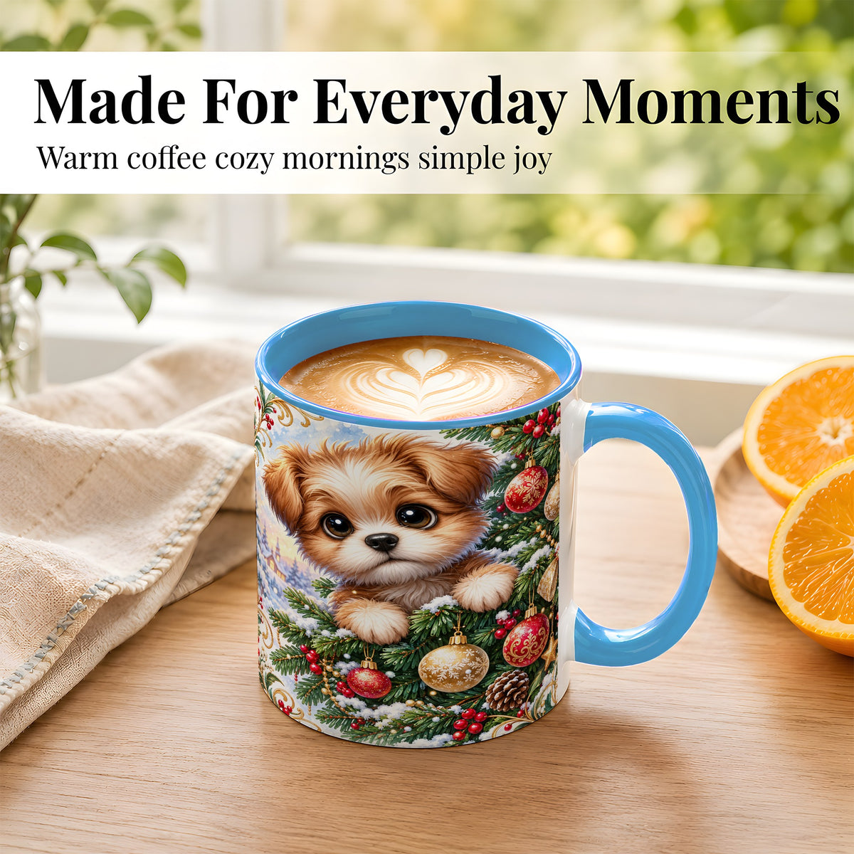 #pl[11oz|Blue] Christmas Puppy Coffee Mug, Festive Dog Mug, Ceramic Cup