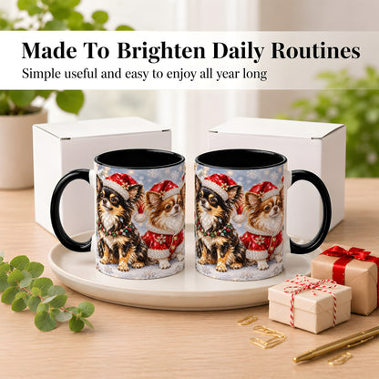 #pl[11oz|Black] Christmas Chihuahua Coffee Mug, Jeweled Dog Mug, Ceramic Cup