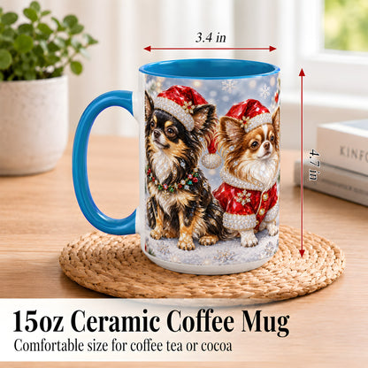 #pl[15oz|Blue] Christmas Chihuahua Coffee Mug, Jeweled Dog Mug, Ceramic Cup