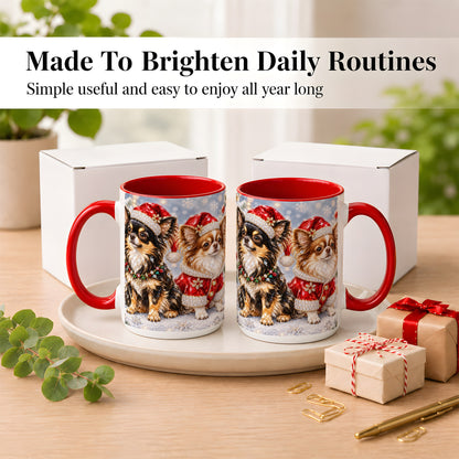 #pl[15oz|Red] Christmas Chihuahua Coffee Mug, Jeweled Dog Mug, Ceramic Cup