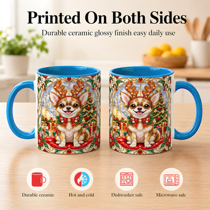 #pl[11oz|Blue] Christmas Chihuahua Coffee Mug, Reindeer Dog Mug, Ceramic Cup