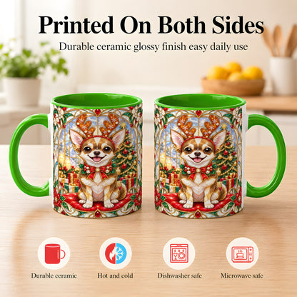#pl[11oz|Green] Christmas Chihuahua Coffee Mug, Reindeer Dog Mug, Ceramic Cup