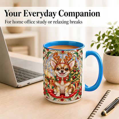 #pl[15oz|Blue] Christmas Chihuahua Coffee Mug, Reindeer Dog Mug, Ceramic Cup