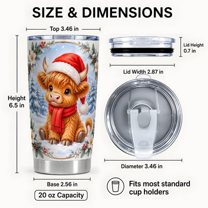 #pl[20oz|Steel] Highland Cow 20oz Tumbler, Winter Cow Tumbler, Stainless Steel Travel Cup