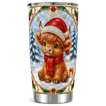 Stained Glass Cow 20oz Tumbler, Cow Tumbler, Stainless Steel Travel Cup
