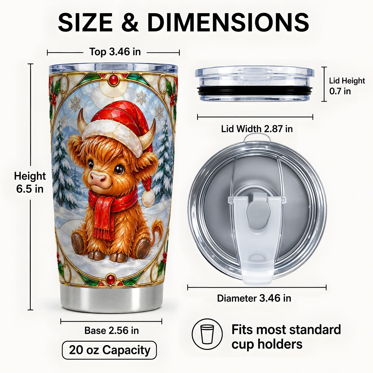 #pl[20oz|Steel] Stained Glass Cow 20oz Tumbler, Cow Tumbler, Stainless Steel Travel Cup