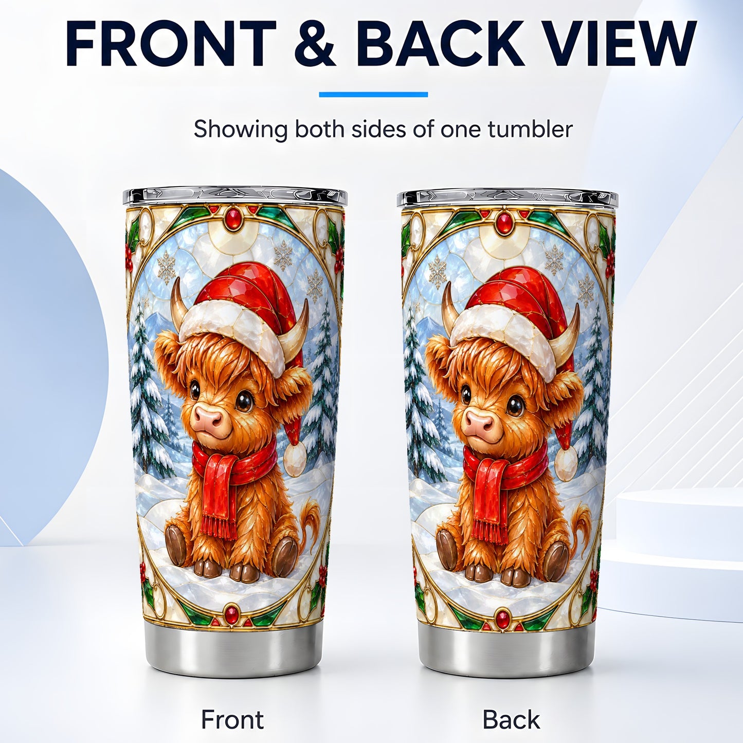 #pl[20oz|Steel] Stained Glass Cow 20oz Tumbler, Cow Tumbler, Stainless Steel Travel Cup
