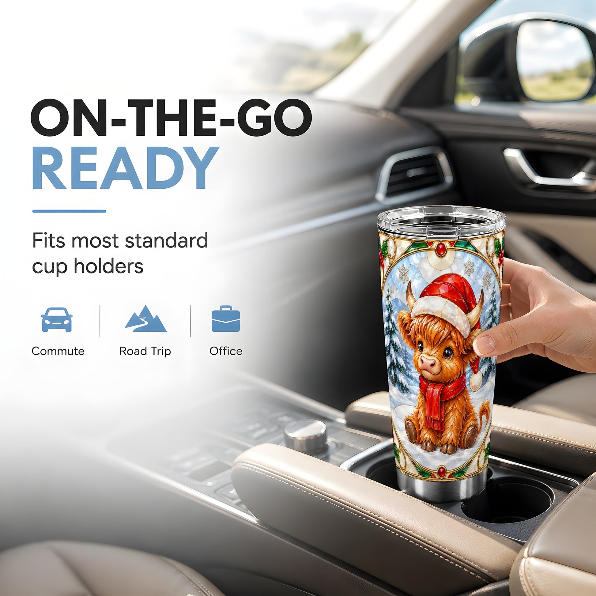 #pl[20oz|Steel] Stained Glass Cow 20oz Tumbler, Cow Tumbler, Stainless Steel Travel Cup