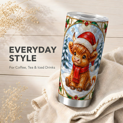 #pl[20oz|Steel] Stained Glass Cow 20oz Tumbler, Cow Tumbler, Stainless Steel Travel Cup