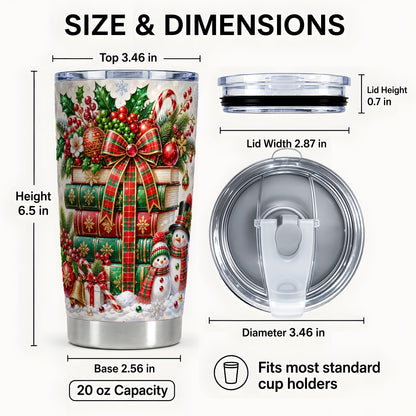 #pl[20oz|Steel] Book Stack 20oz Tumbler, Snowman Tumbler, Stainless Steel Travel Cup