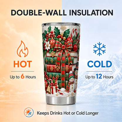 #pl[20oz|Steel] Festive Books 20oz Tumbler, Snowman Tumbler, Stainless Steel Travel Cup