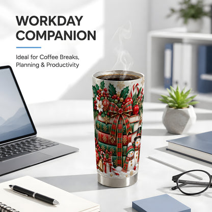 #pl[20oz|Steel] Festive Books 20oz Tumbler, Snowman Tumbler, Stainless Steel Travel Cup