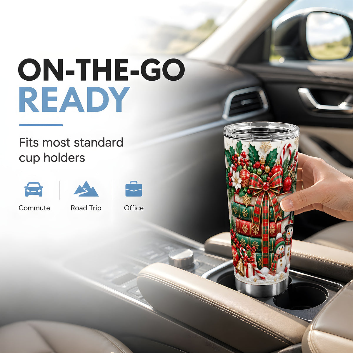 #pl[20oz|Steel] Festive Books 20oz Tumbler, Snowman Tumbler, Stainless Steel Travel Cup