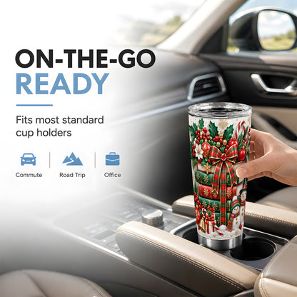 #pl[20oz|Steel] Festive Books 20oz Tumbler, Snowman Tumbler, Stainless Steel Travel Cup