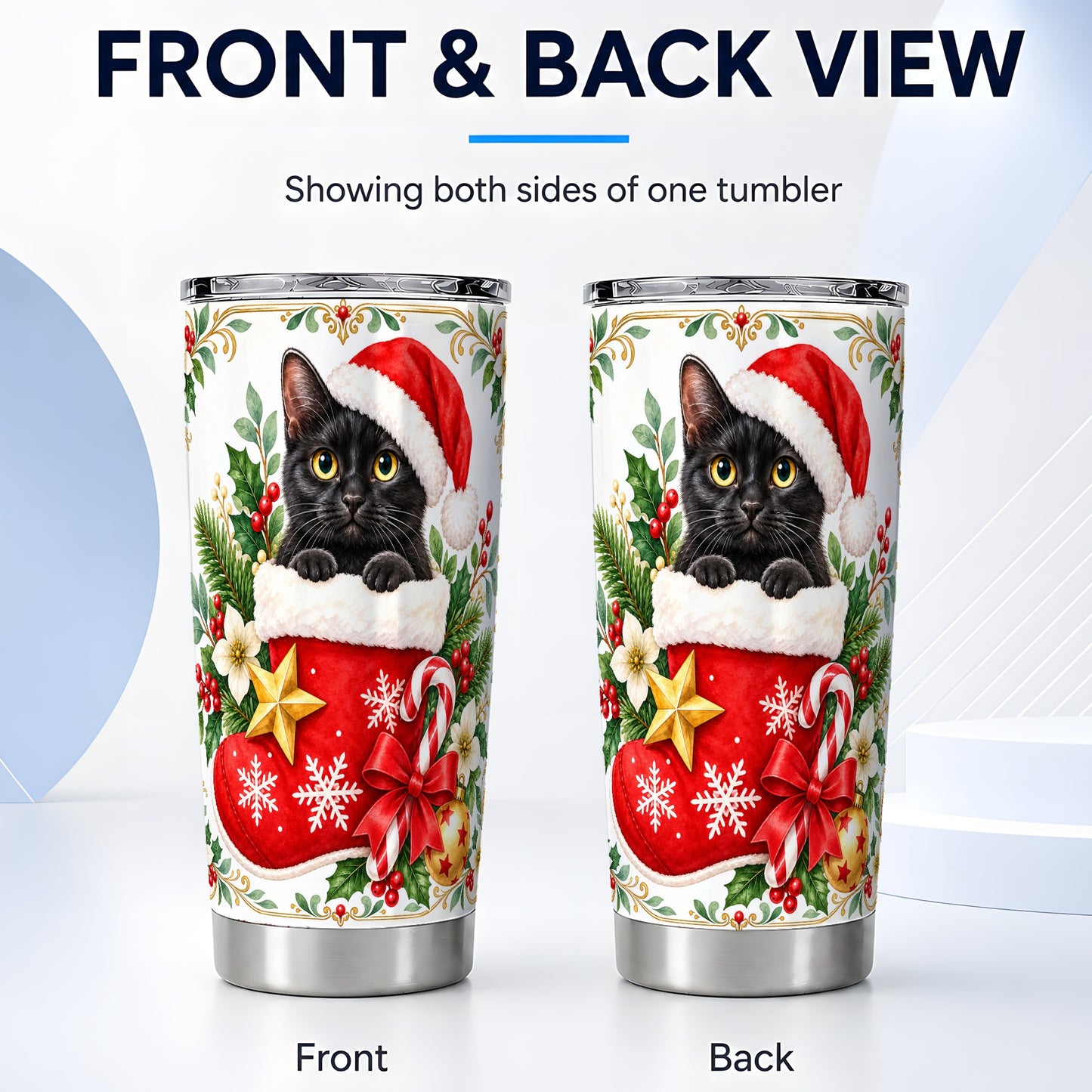 #pl[20oz|Steel] Black Cat 20oz Tumbler, Christmas Tumbler, Stainless Steel Travel Cup