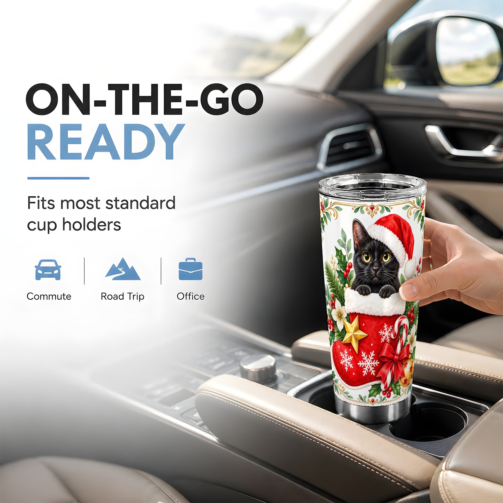 #pl[20oz|Steel] Black Cat 20oz Tumbler, Christmas Tumbler, Stainless Steel Travel Cup